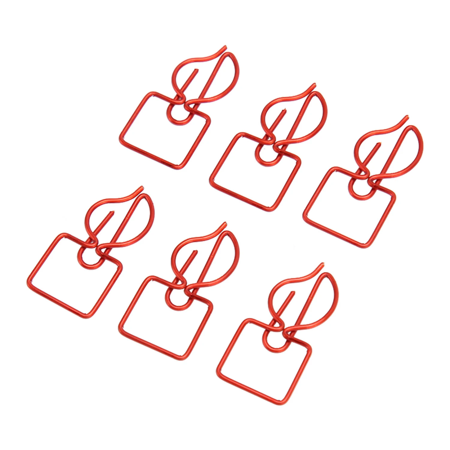 100pcs Paper Clips Prevent Slip Cute Candle Shaped Decorative Metal Bookmark Paperclips for Paper Document Red