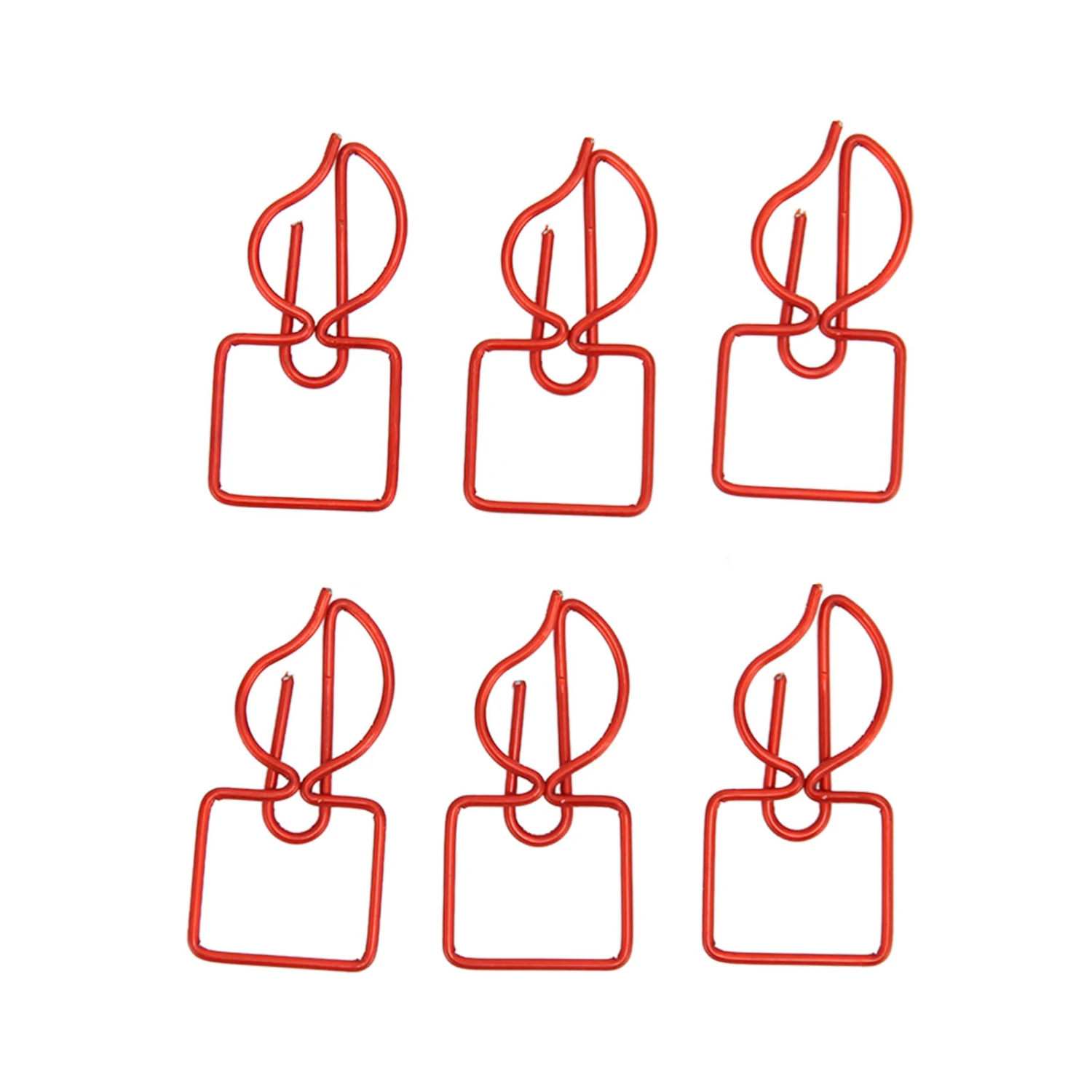 100pcs Paper Clips Prevent Slip Cute Candle Shaped Decorative Metal Bookmark Paperclips for Paper Document Red
