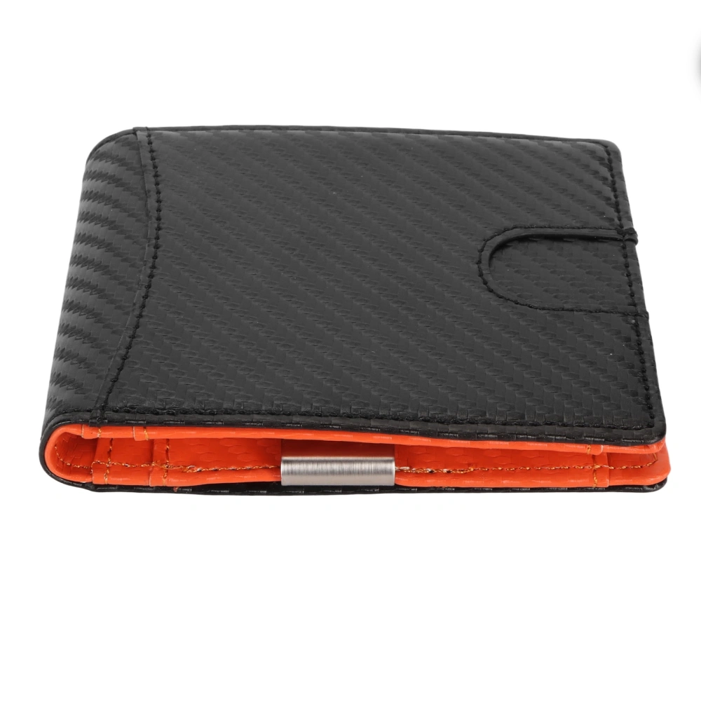 Men Slim Wallet 10 Credit Card Holder Slots Leather Money Clip RFID Blocking Bifold Front Pocket Small Thin Men's Wallet Black with Orange Interior