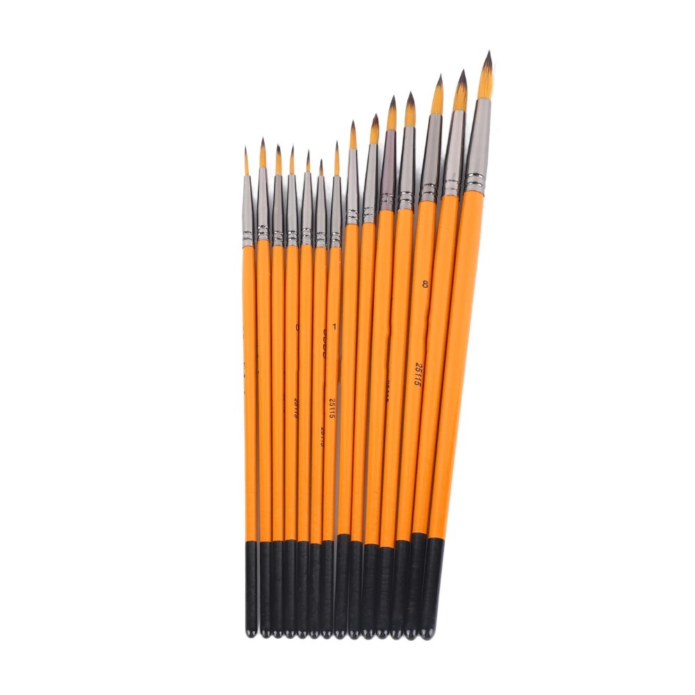 14Pcs Acrylic Paint Brushes Round Tip Nylon Bristles Wooden Handle Metal Ferrule Artist Paint Brushes for Art Craft