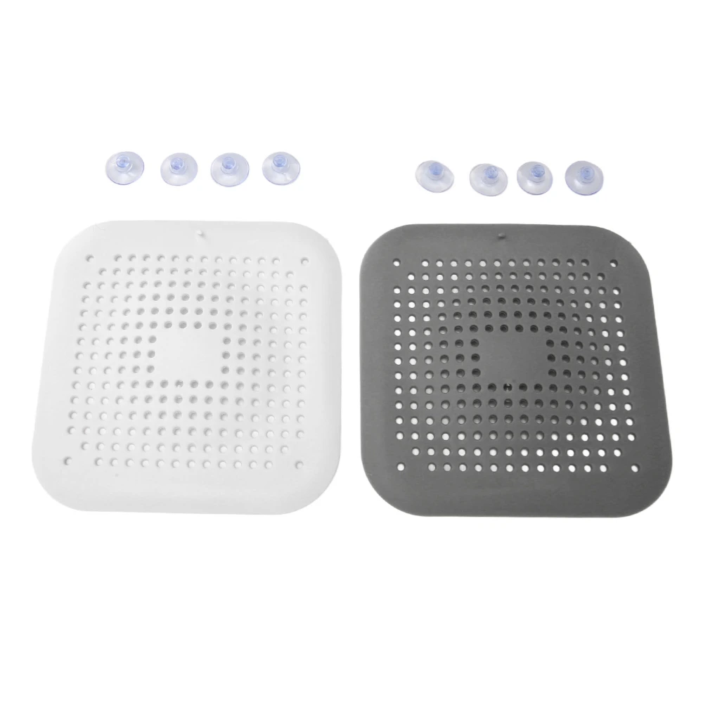 4 Sets Flat Silicone Sink Strainer with Suction Cups Prevents Clogging Flexible Shower Drain Cover for Kitchen Bathroom