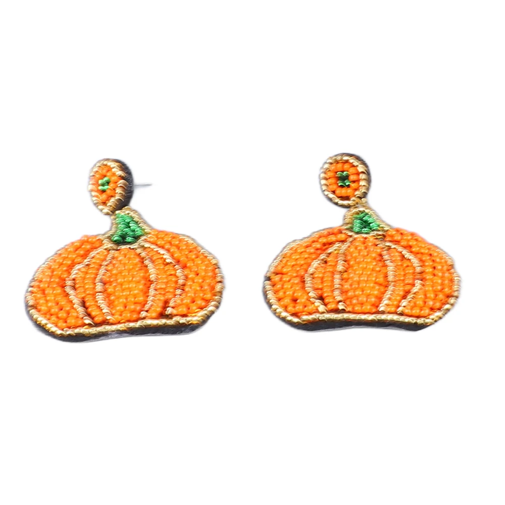 Vintage Pumpkin Earrings Fashion Exquisite Hand Crafted Drop Dangle Earrings for Halloween Party Daily