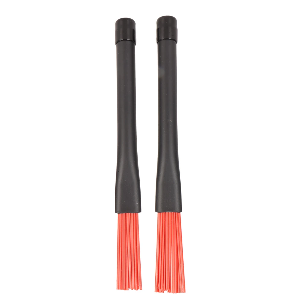 2pcs Retractable Drum Brushes Professional Nylon Drum Brushes Set with Rubber Handles for Rock Band Country Music Folk Drummers Red