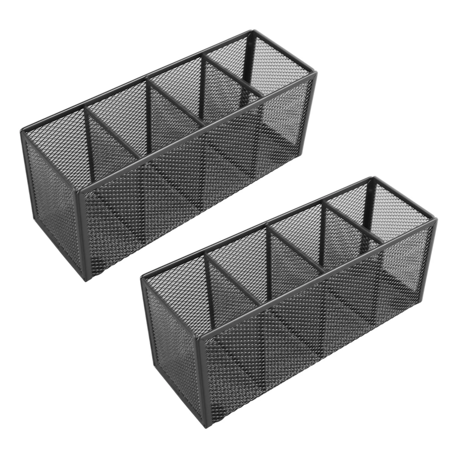 Mesh Pen Holder 4 Compartments Multipurpose Metal Pencil Organizer for Countertop Desk School Office