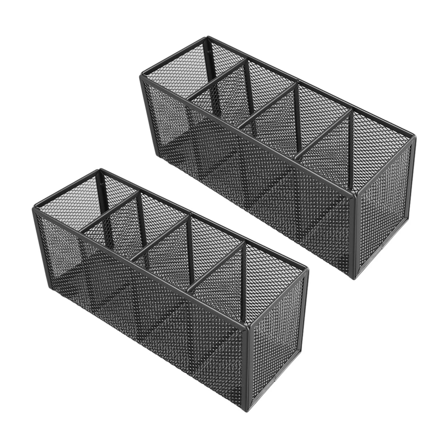 Mesh Pen Holder 4 Compartments Multipurpose Metal Pencil Organizer for Countertop Desk School Office