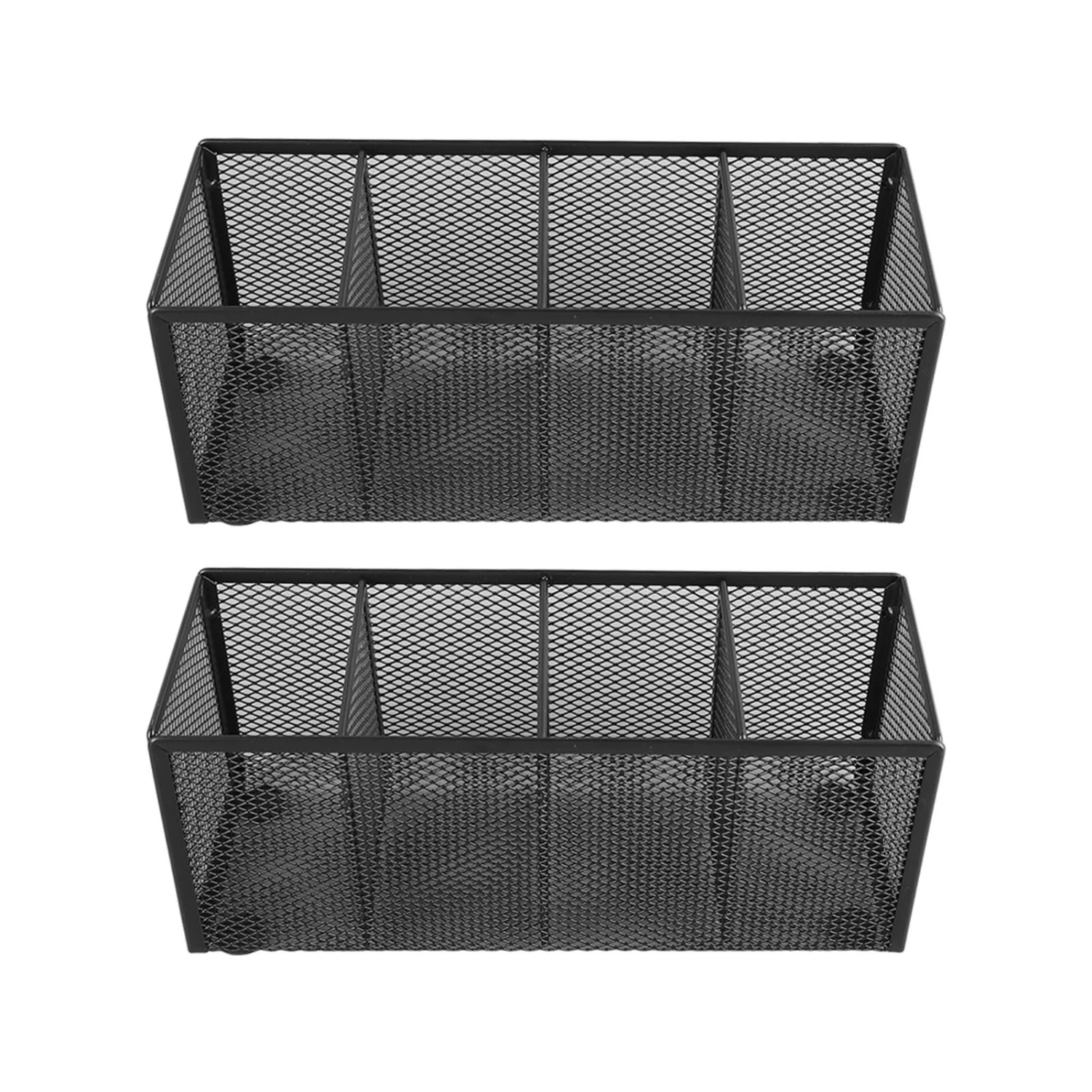 Mesh Pen Holder 4 Compartments Multipurpose Metal Pencil Organizer for Countertop Desk School Office