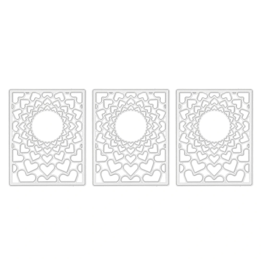 3pcs Love Heart Background Frame Embossing Mould Reusable Carbon Steel Cutting Die For DIY Craft Card