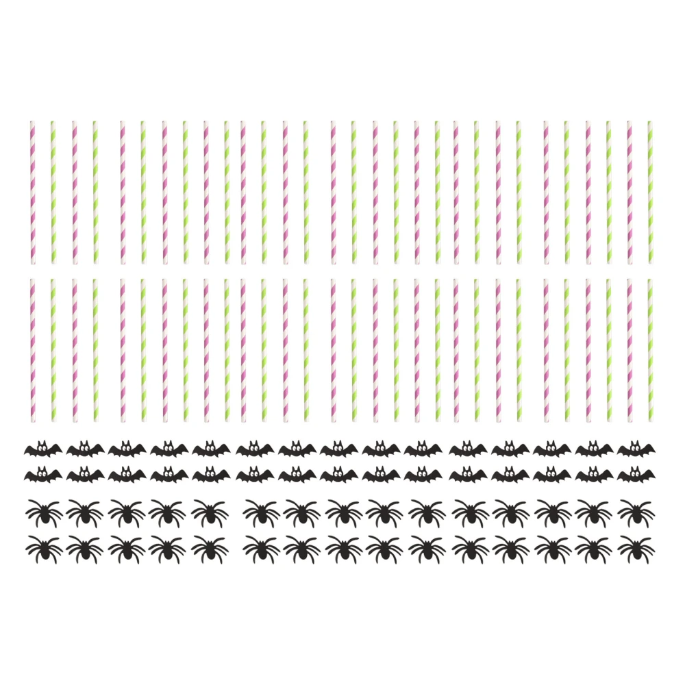 60Pcs Halloween Paper Straws Thick Safe Durable Cute Striped Bright Colors Drinking Straws for Family Office Party