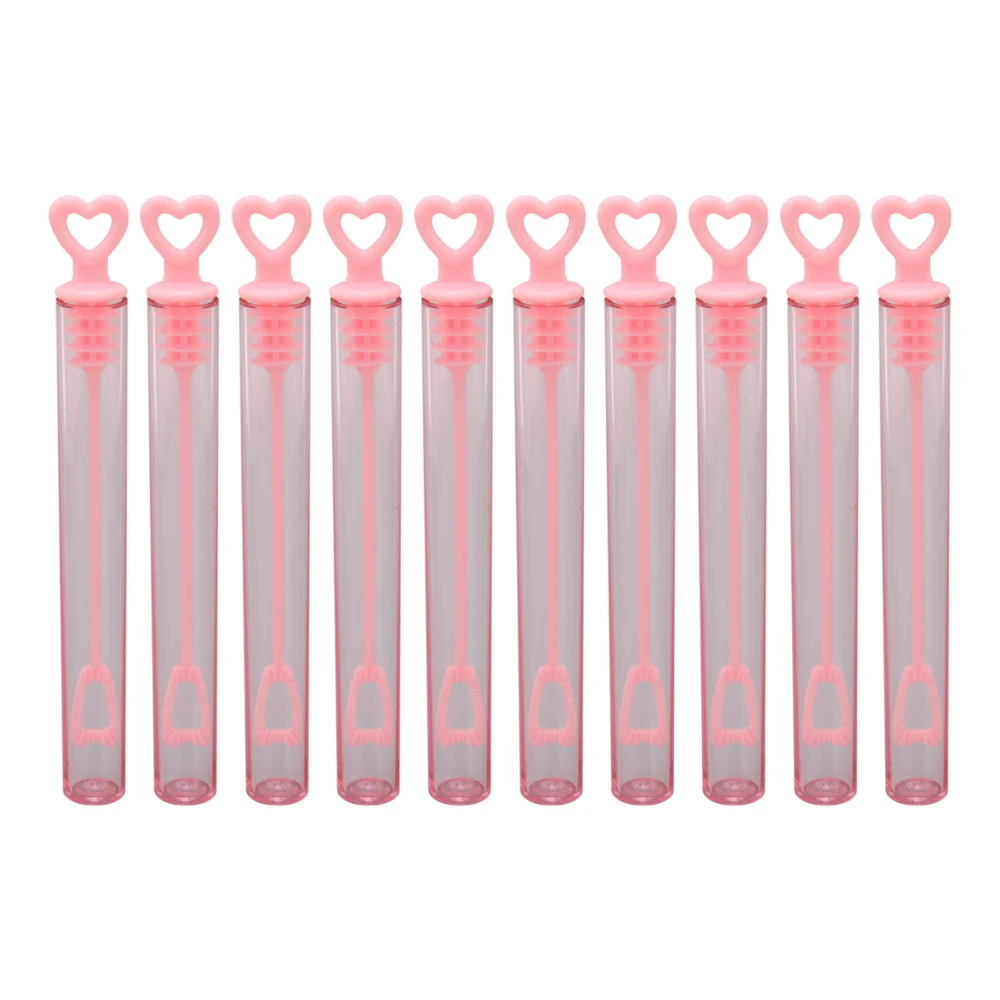 10Pcs Bubble Wands Pink Heart Shaped Transparent Durable Plastic Portable Bubble Sticks for Party Wedding Holiday