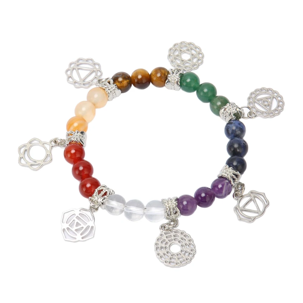 Chakra Healing Crystals Bracelet Lightweight Hand Cut Polished Colorful Relaxing Yoga Chakra Bracelet