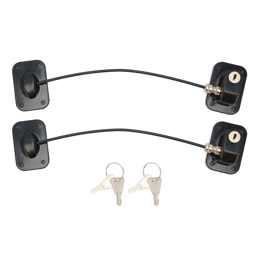 2Pcs Refrigerator Lock 4 Keys Plastic Stainless Steel Easy Mounting Freezer Lock for Cabinet Window Door