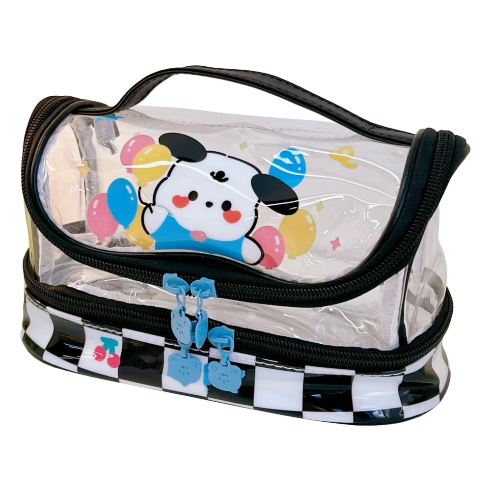 Pencil Bag Cartoon Style Large Capacity Plastic Zipper Clear PVC Portable Large Pencil Case for Students School Office Balloon Puppy