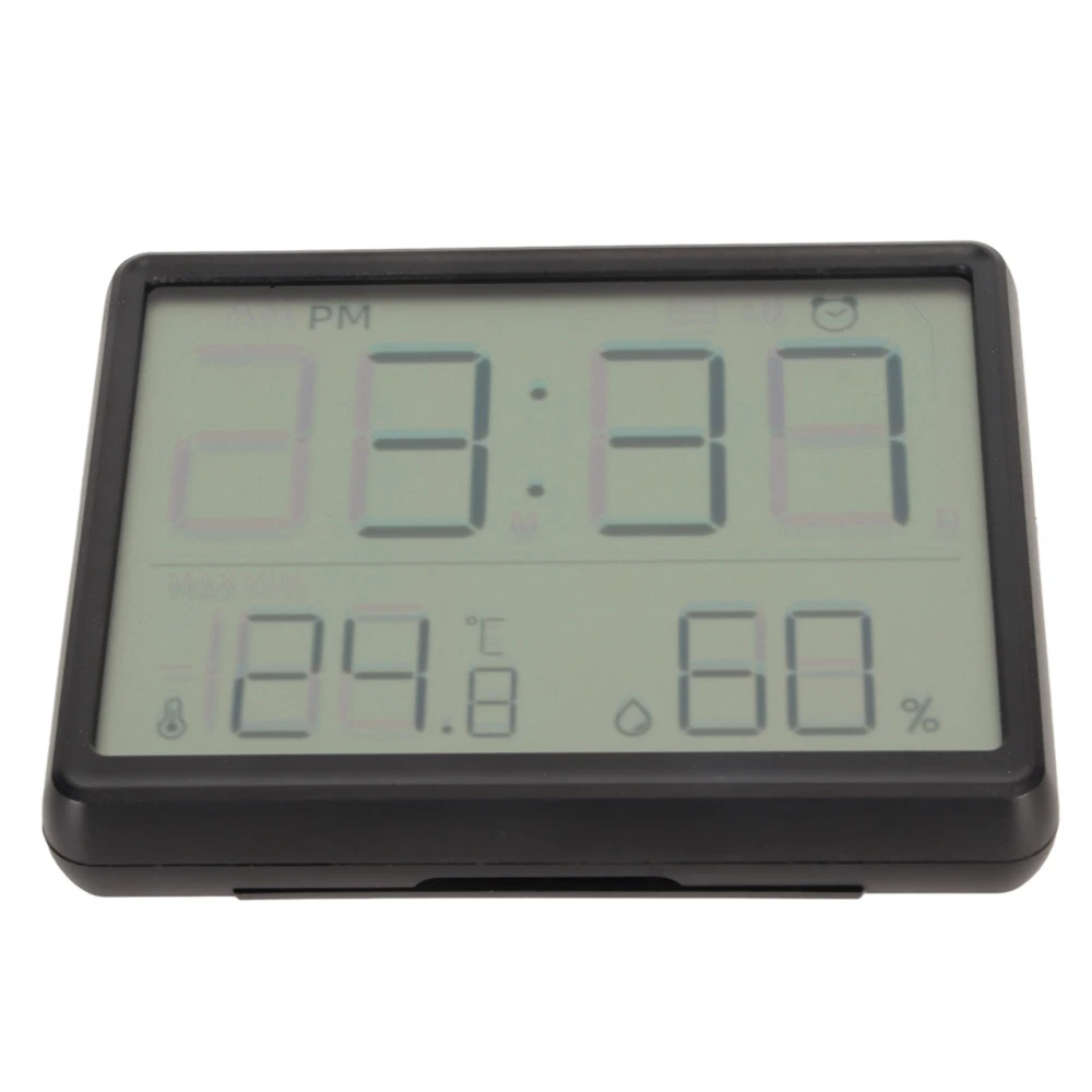 Digital Alarm Clock with Temperature Humidity Display Wall Mounted Digital Clock with Stand Back Magnetic Black