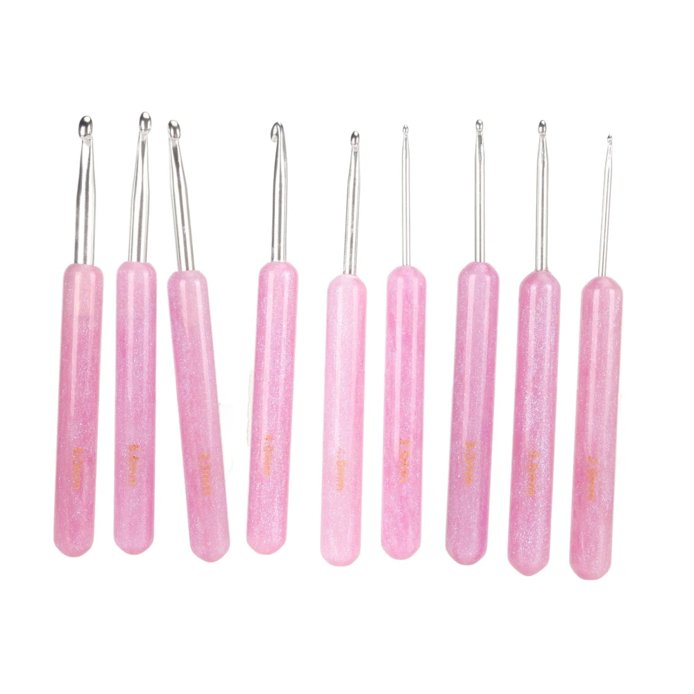 9pcs Crochet Hook Set 2.0mm to 6.0mm Ergonomic Resin Handle Crocheting Needles for Beginners Professionals