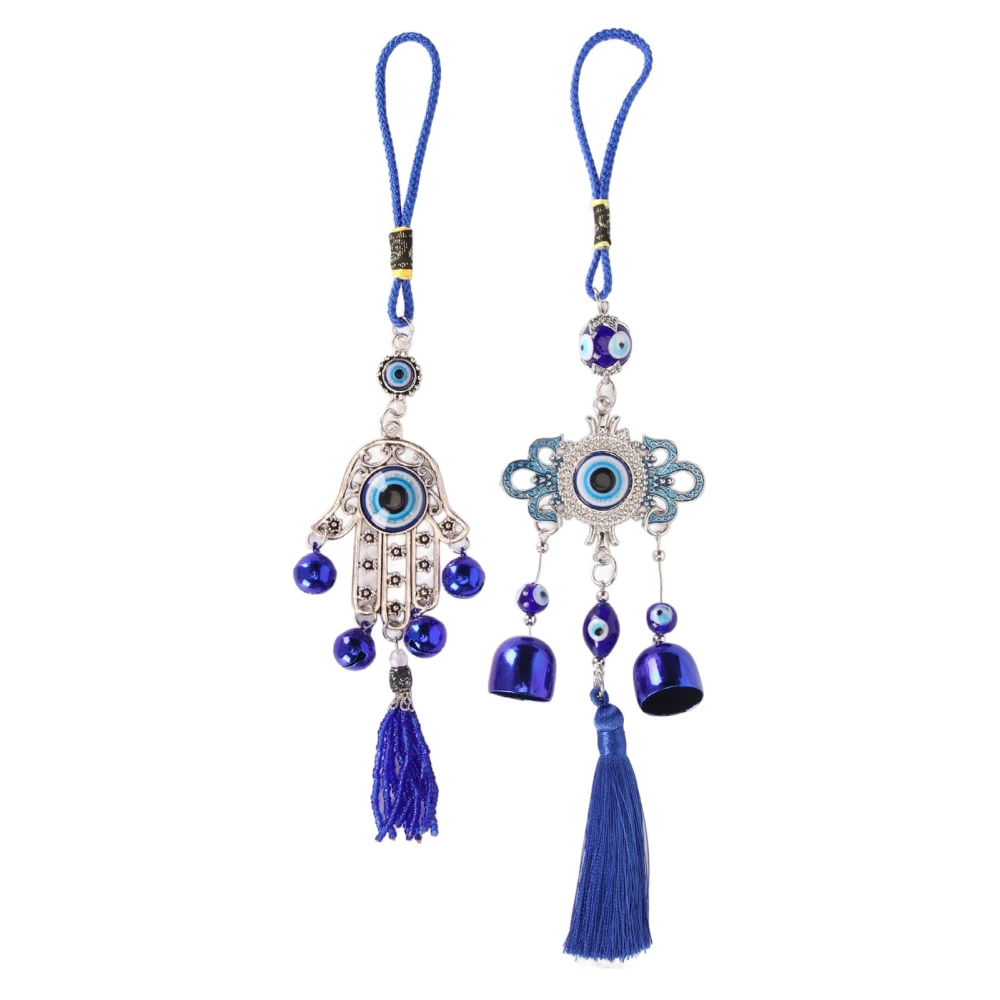 2Pcs Eye Hanging Ornament Fringe Bell Design Retro Exquisite Vibrant Colors Blue Eye Ornament for Car Office Family