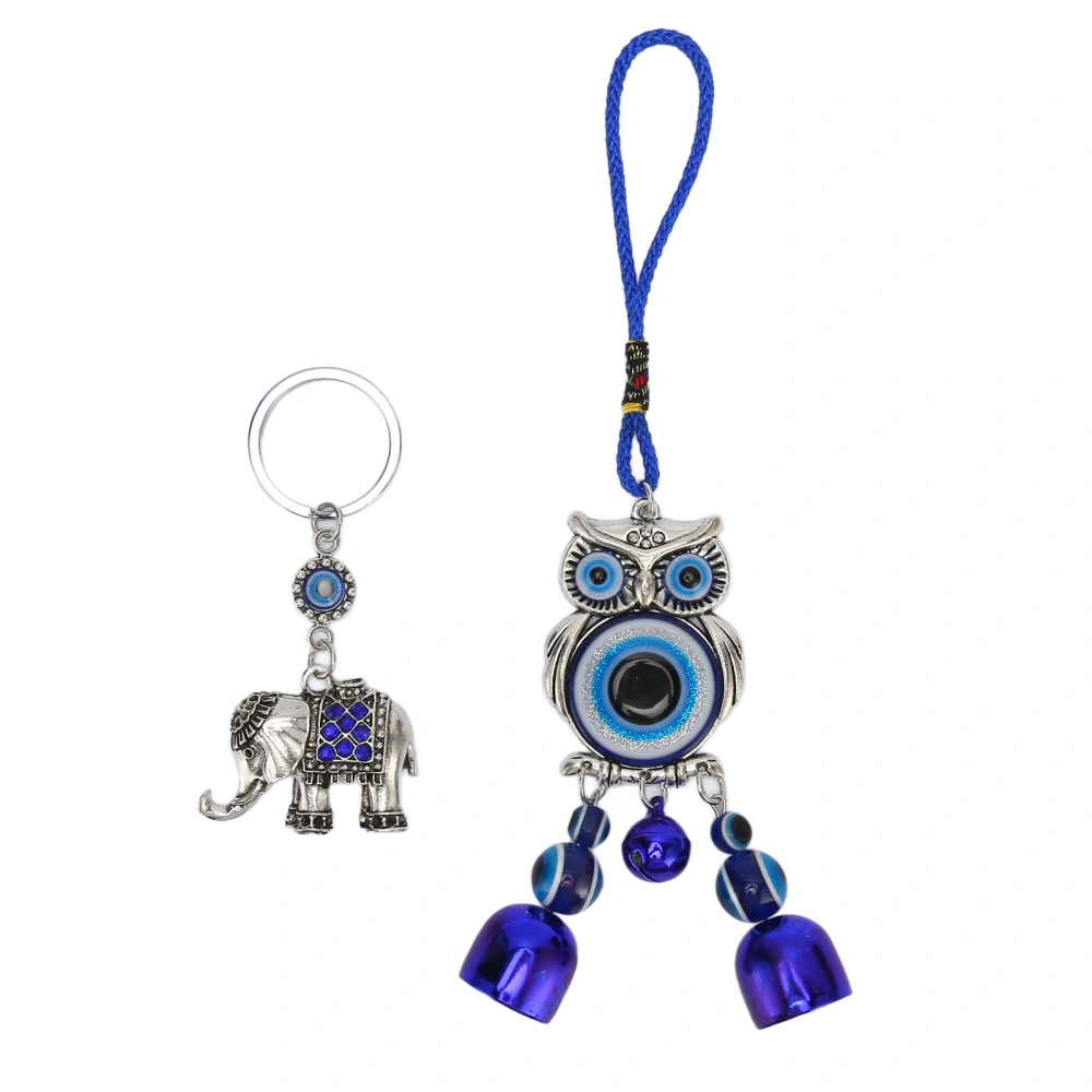 Owl Blue Eye Decoration Absorb Bad Energy Pendant Ornament Elephant Blue Eye Keychain for Handbag Car Wall