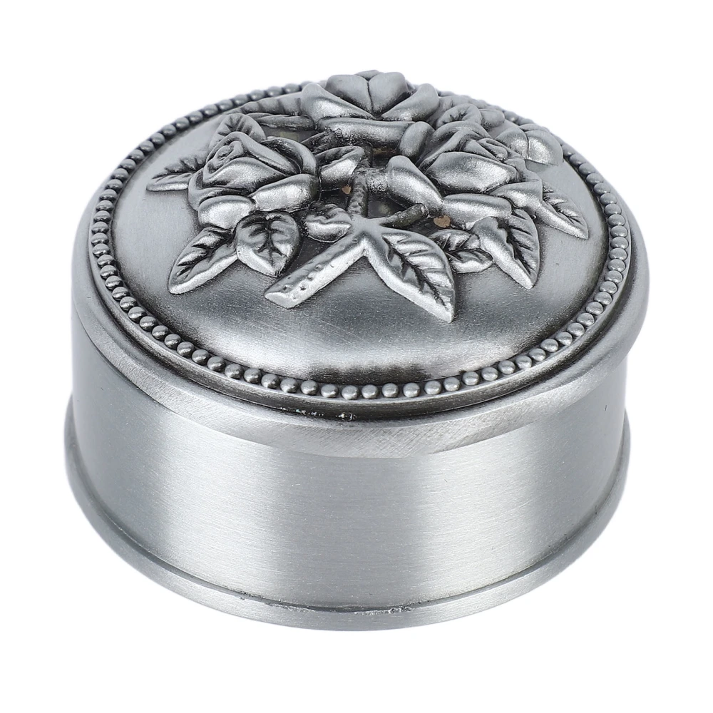 Metal Jewelry Box Innovative European Style Vintage Exquisite Rose 3D Embossment Mini Trinket Storage Box Round