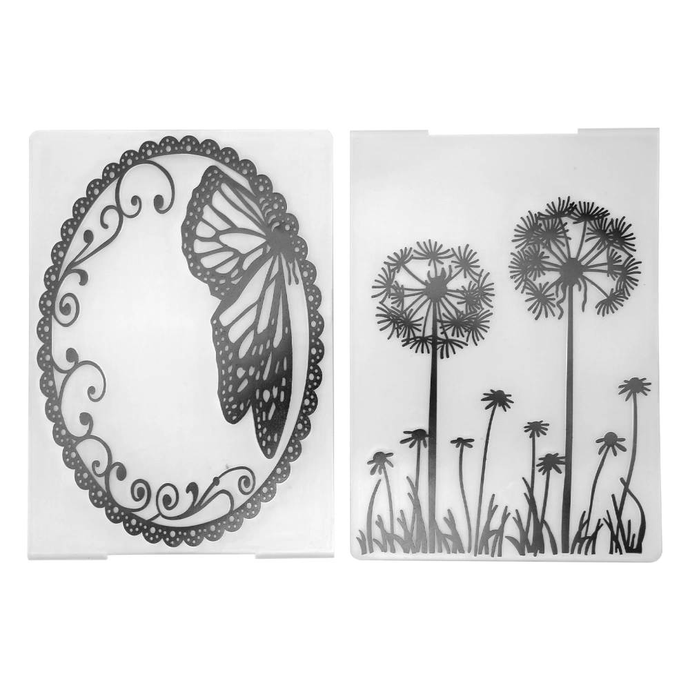 2pcs Embossing Folder Dandelion Butterfly Embossing Folder Stencil for Album Scrapbooking Paper Card Craft Decor