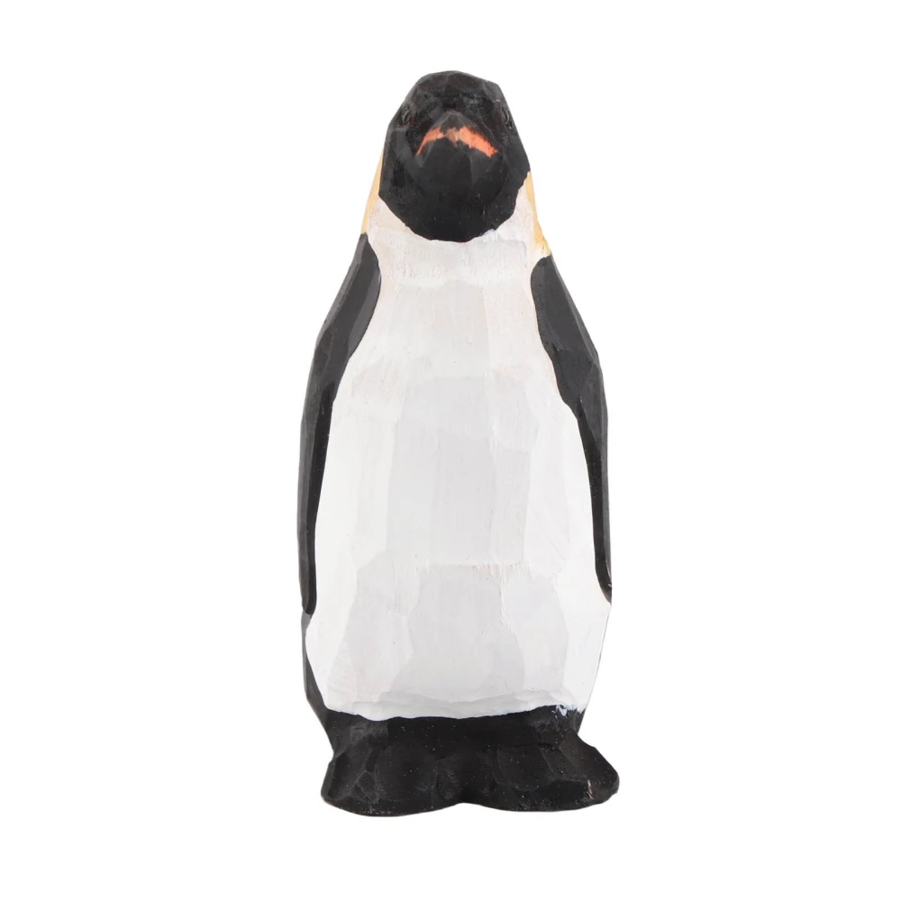 Wooden Penguin Statue Cute Vivid Image Hand Painted Exquisite Penguin Figurine Penguin Decor for Dining Table Office