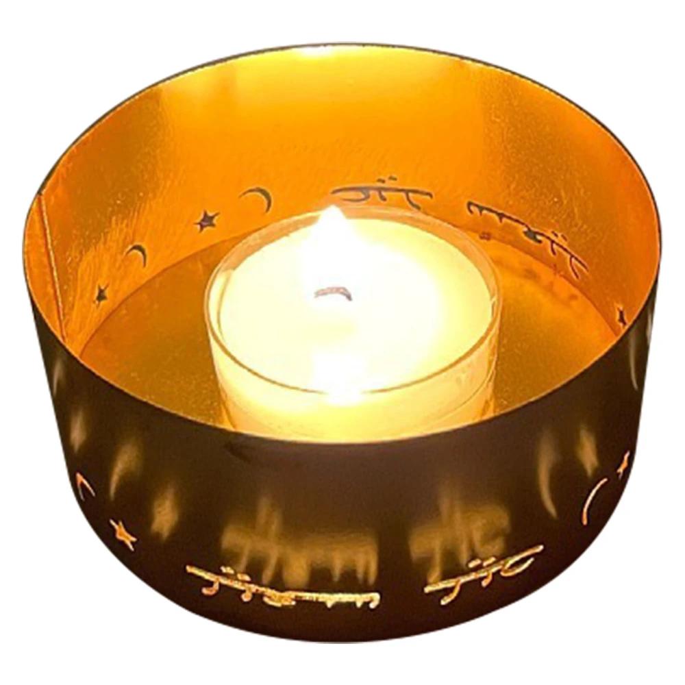 Tealight Candle Holder Electroplated Metal Hollow Out Decorative Small Candle Holder for Meditation Holiday Decoration Type 2