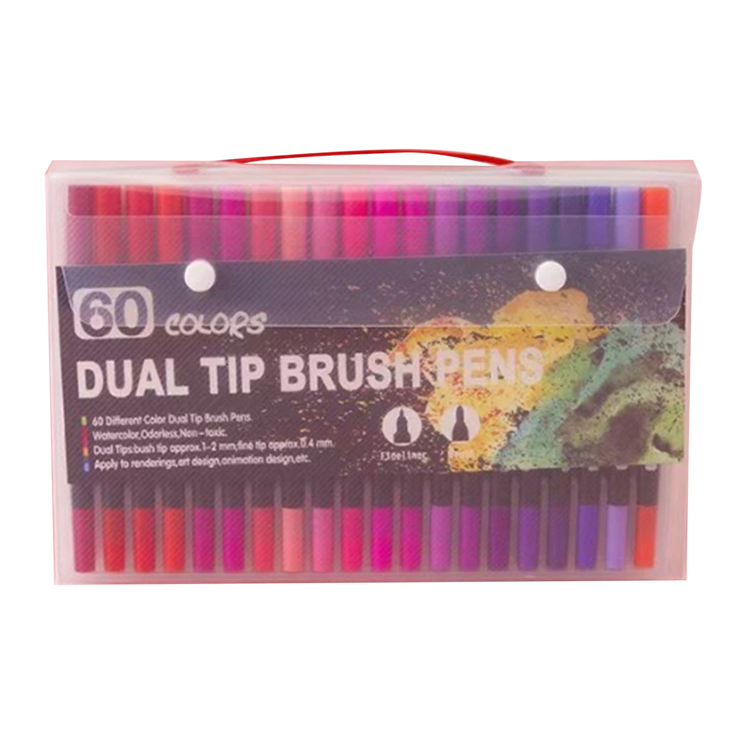 60Pcs Graffiti Markers Safe Double Headed Assorted Colors Water Based Ink Paint Markers for Comic Calligraphy DIY