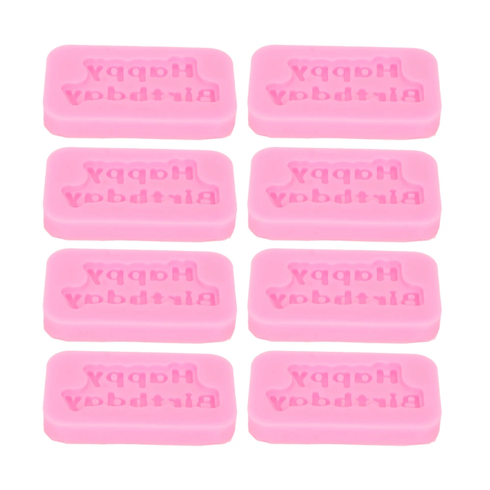 8 Pcs Fondant Molds Pink Happy Birthday Letter Silicone DIY Making Easy Demoulding Decorative Cake Molds for Desserts