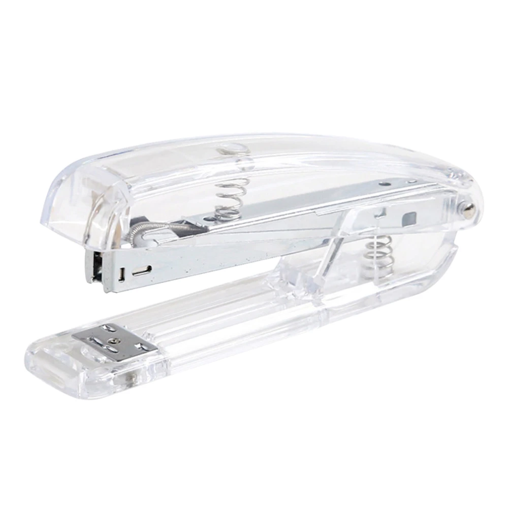 Stapler Minimalist Style Labor Saving Easy Stapling Comfortable Grip Acrylic Metal Handheld Stapler for Office School Transparent