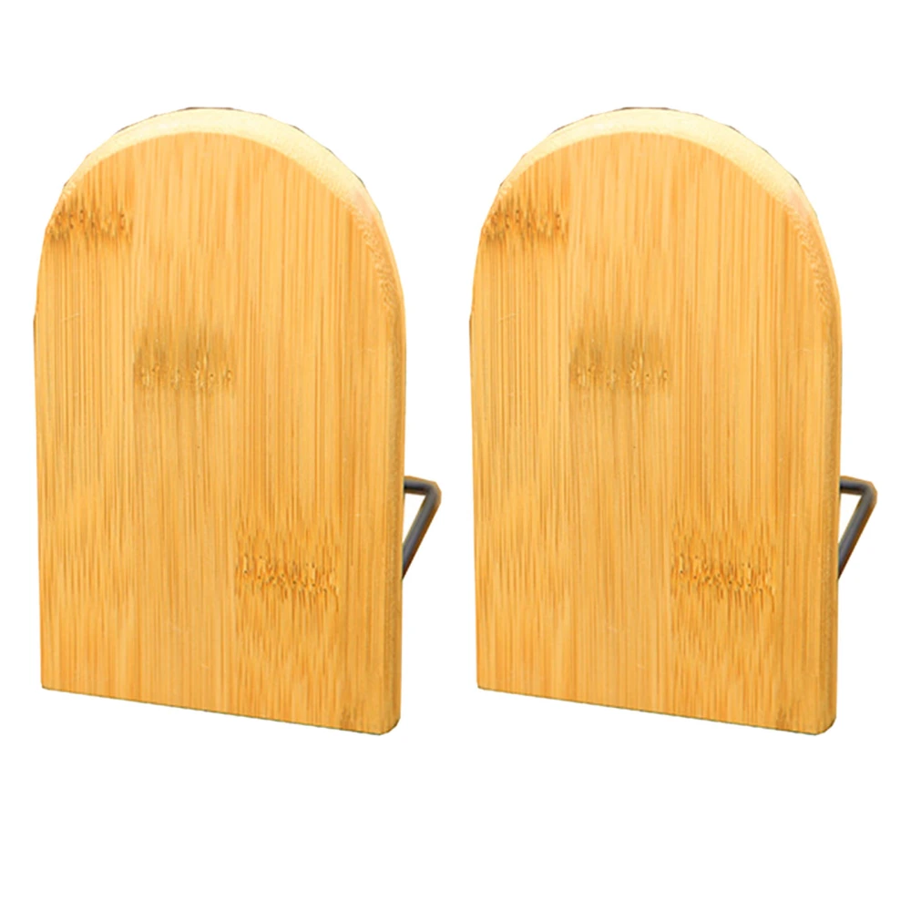 2 Pcs Wooden Bookends Simple Shape Rounded Edge Book Stoppers for Study Room Office Small