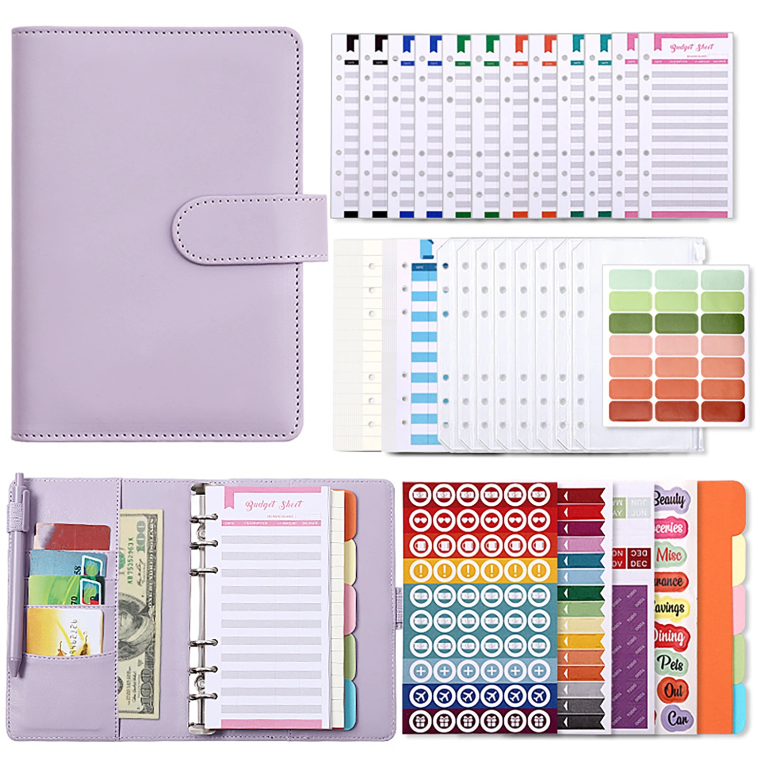 A6 Notebook Binder Eco Friendly Lightweight 6 Ring Notebook for Travel School Office Purple