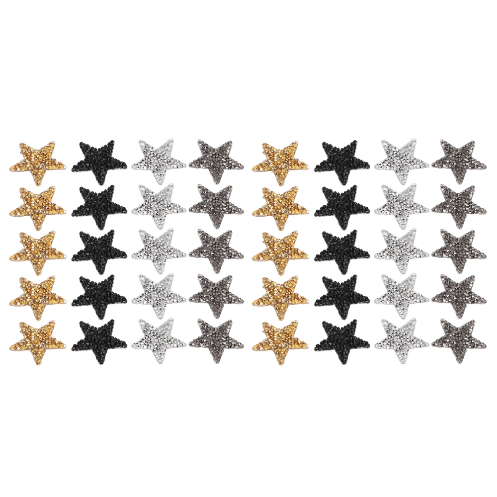 40Pcs Iron On Patches Rhinestones Star Pattern Delicate Decorative Cloth Patches 4 X 4cm