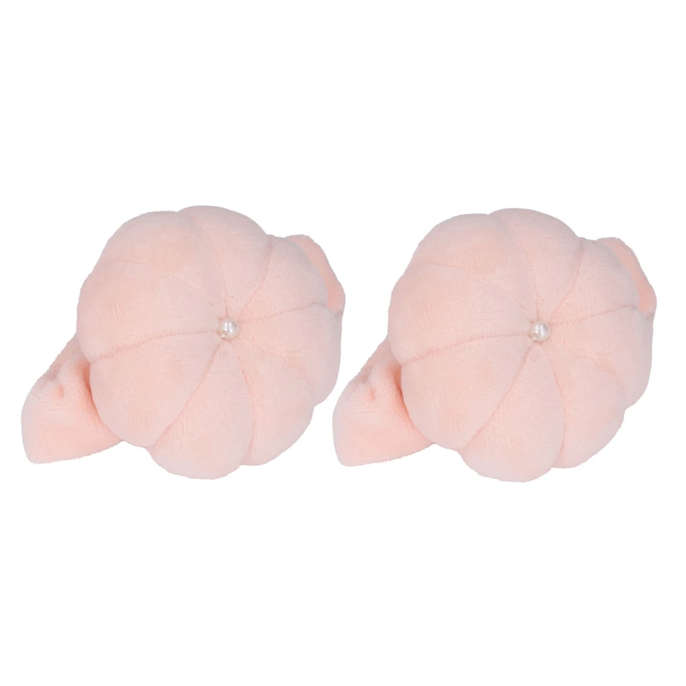 2 PCS Pin Cushion Pumpkin Shape Wrist Strap Design Portable Cloth Material Practical Sewing Pincushions for Needlework