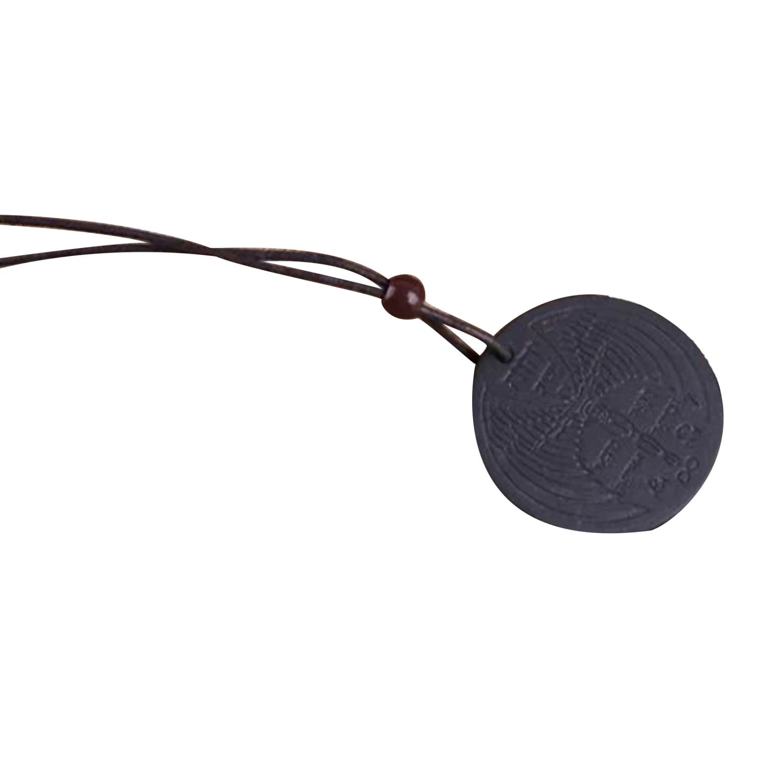 Volcanic Stone Necklace Black Round Shaped Hemp Rope Huge Energy Volcanic Stone Pendant for Adults Men Women