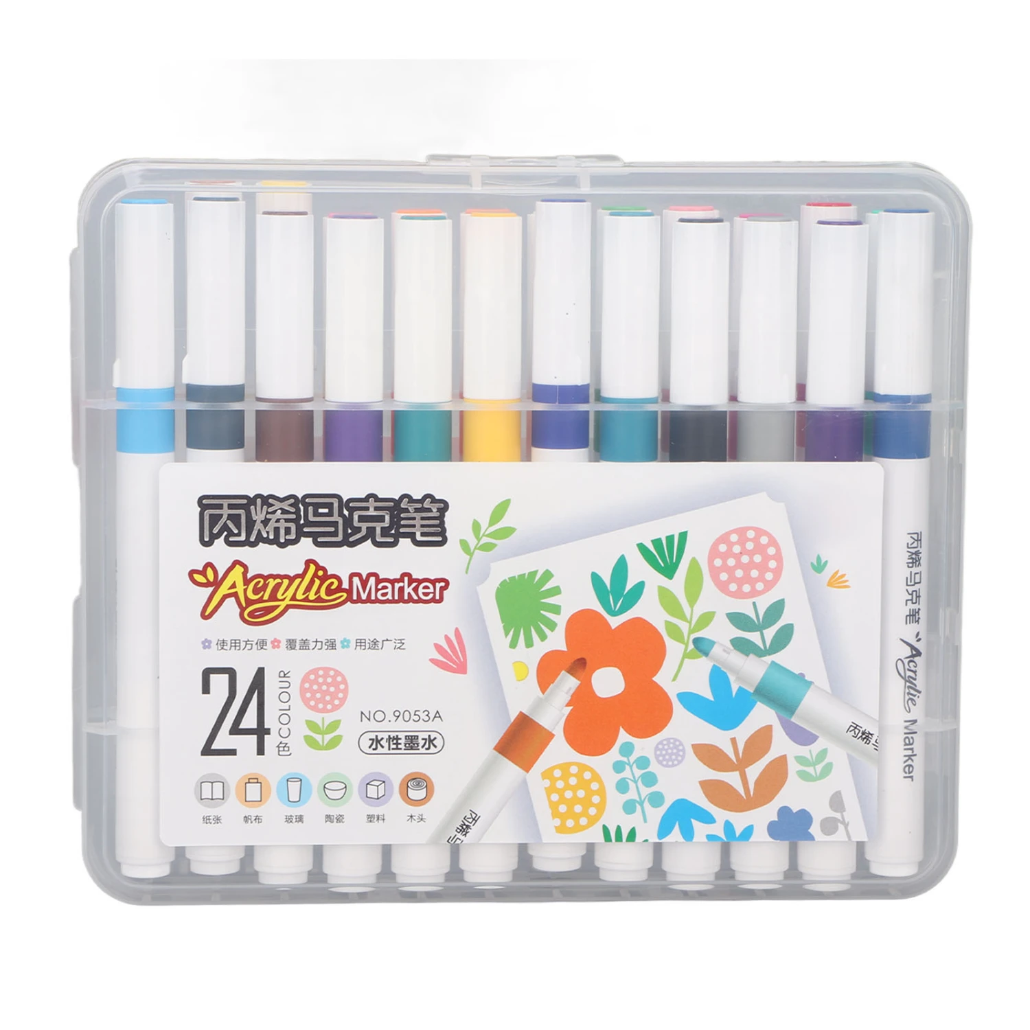 Acrylic Paint Markers Water Based Ink Waterproof High Coverage Paint Pens Paint Markers for DIY Painting 24 Color