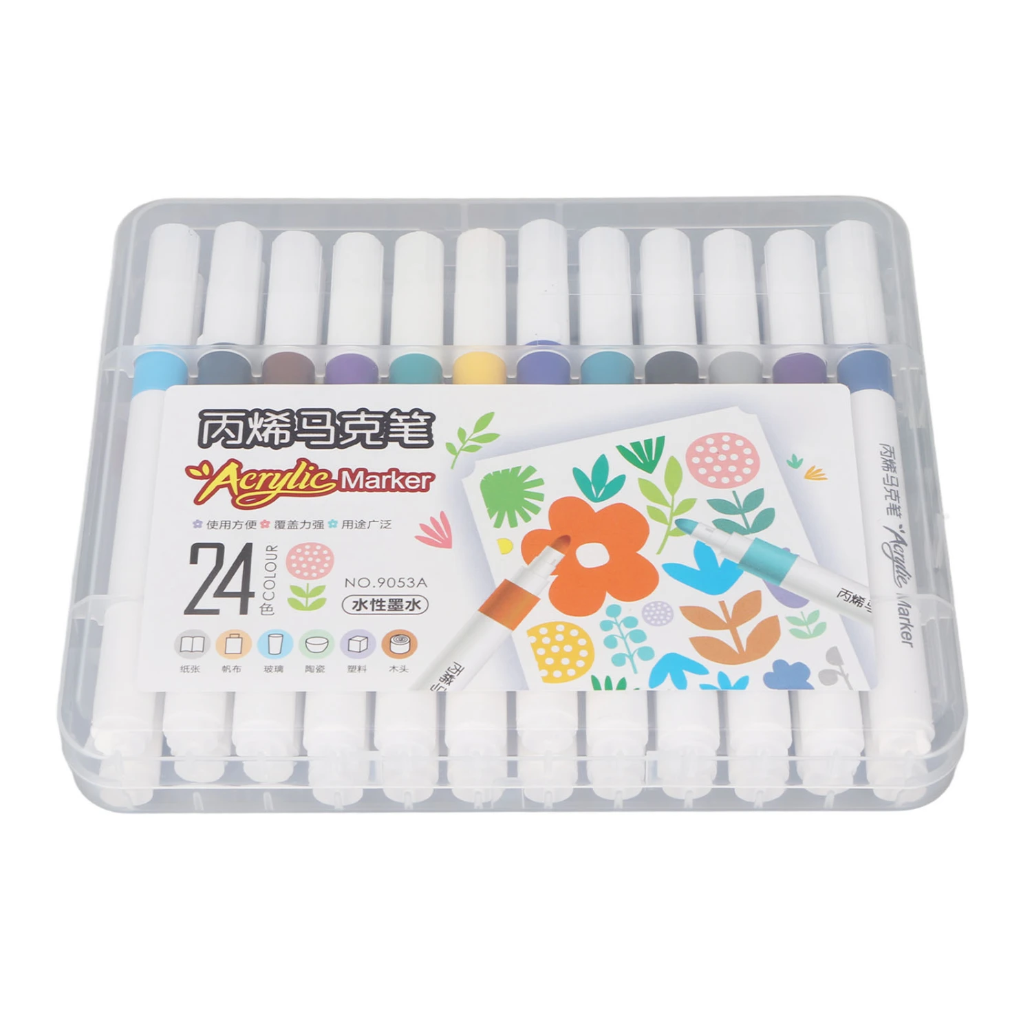 Acrylic Paint Markers Water Based Ink Waterproof High Coverage Paint Pens Paint Markers for DIY Painting 24 Color