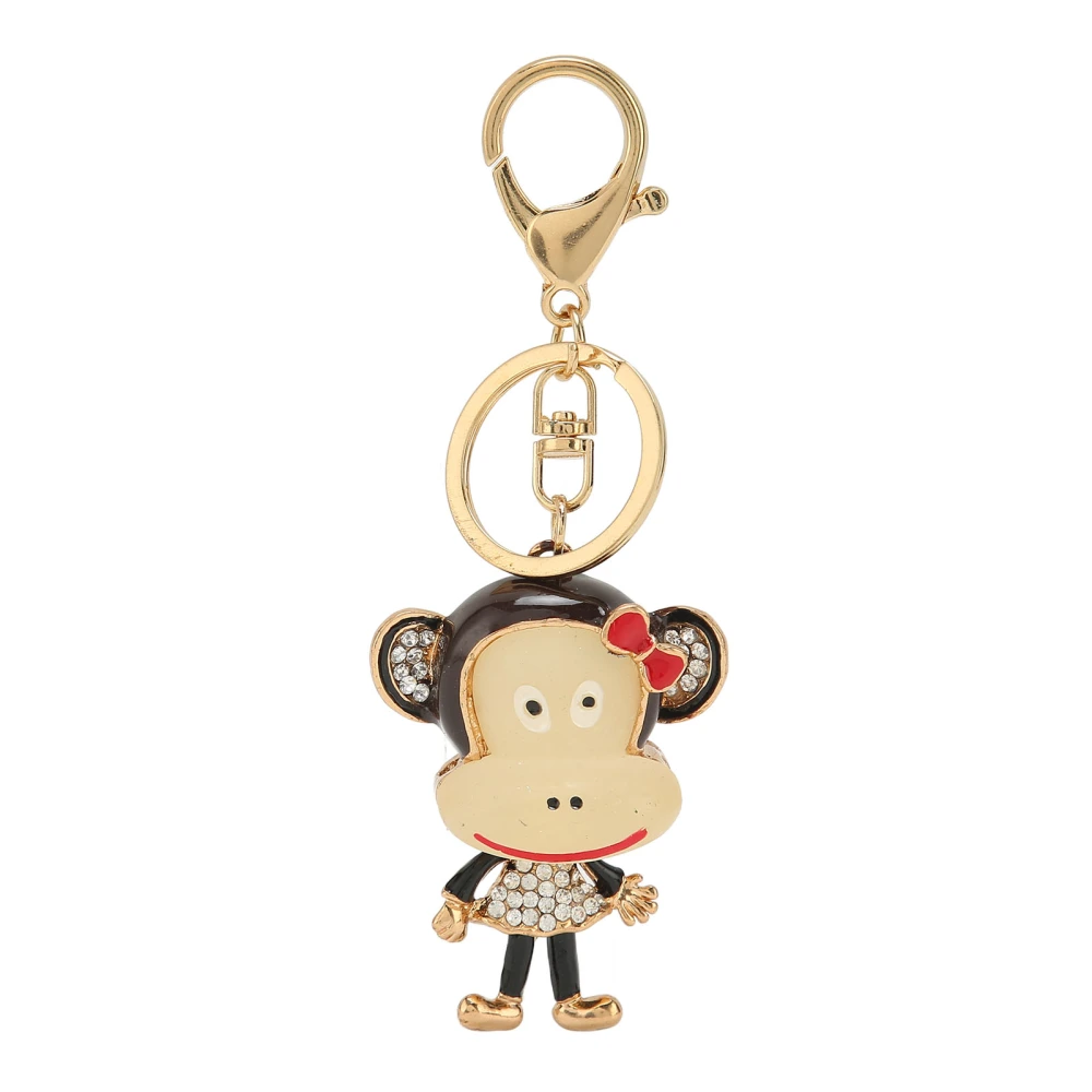 Monkey Keychain Hand Made Cute Cartoon Little Monkey Animal Luxury Rhinestone Alloy Keychain