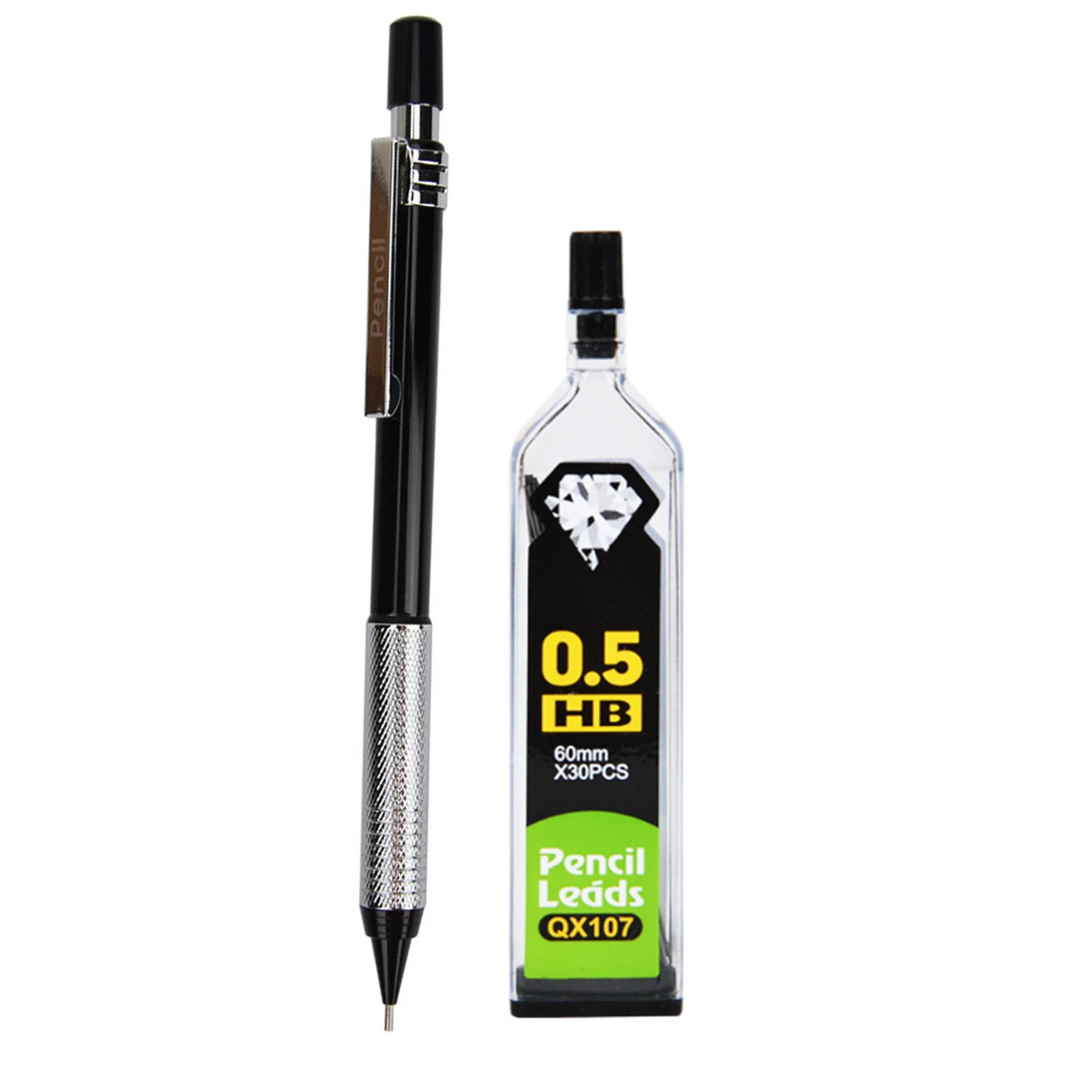 0.5mm Mechanical Pencil Metal Automatic Pencil Mechanical Pencil Starter Kit with 30pcs Refills for Drafting Writing