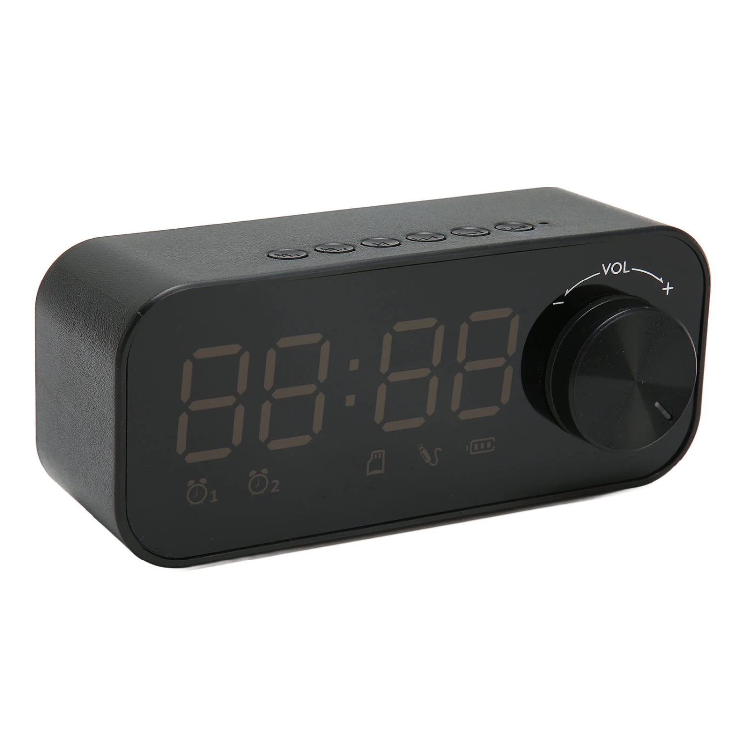 Bluetooth Speaker Alarm Clock Radio Digital LED Display Subwoofer Mini Mirror Bluetooth Speaker Alarm Clock for Bedroom Black