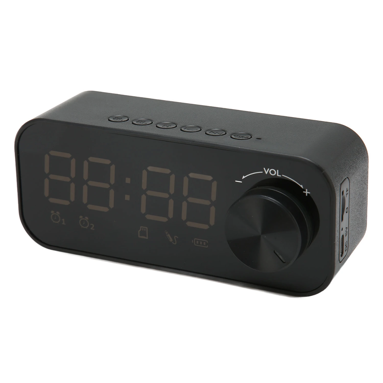 Bluetooth Speaker Alarm Clock Radio Digital LED Display Subwoofer Mini Mirror Bluetooth Speaker Alarm Clock for Bedroom Black