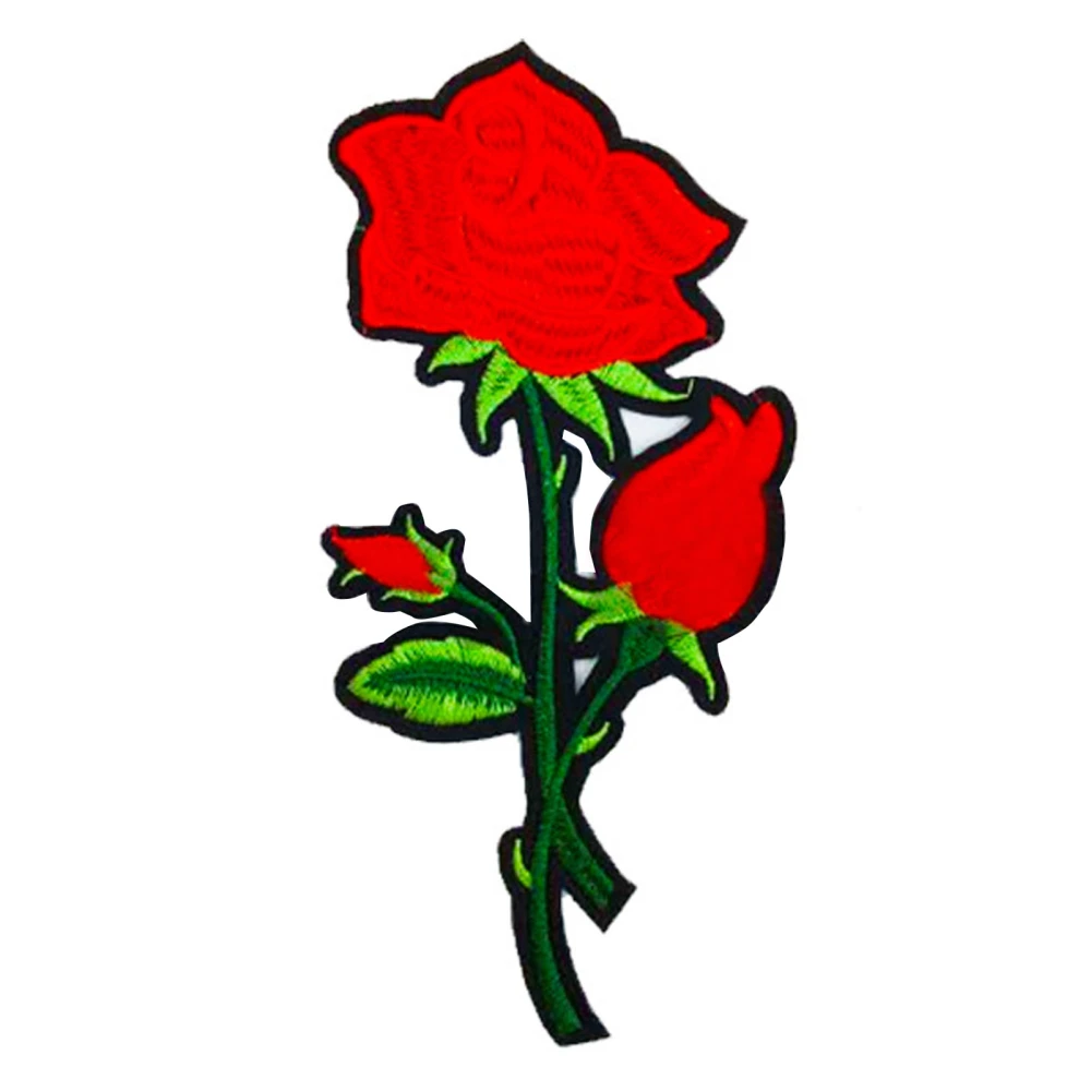 Red Rose Embroidere Patch Cute High End Exquisite Floral Iron On Patch for Jackets Clothes Shirts Hats Decoration