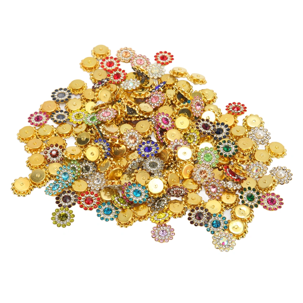 100Pcs Flower Shape Claw Cup Assorted Colors Eye Catching Multi Purpose Crystal Glass Buttons for Clothing Dress Bag