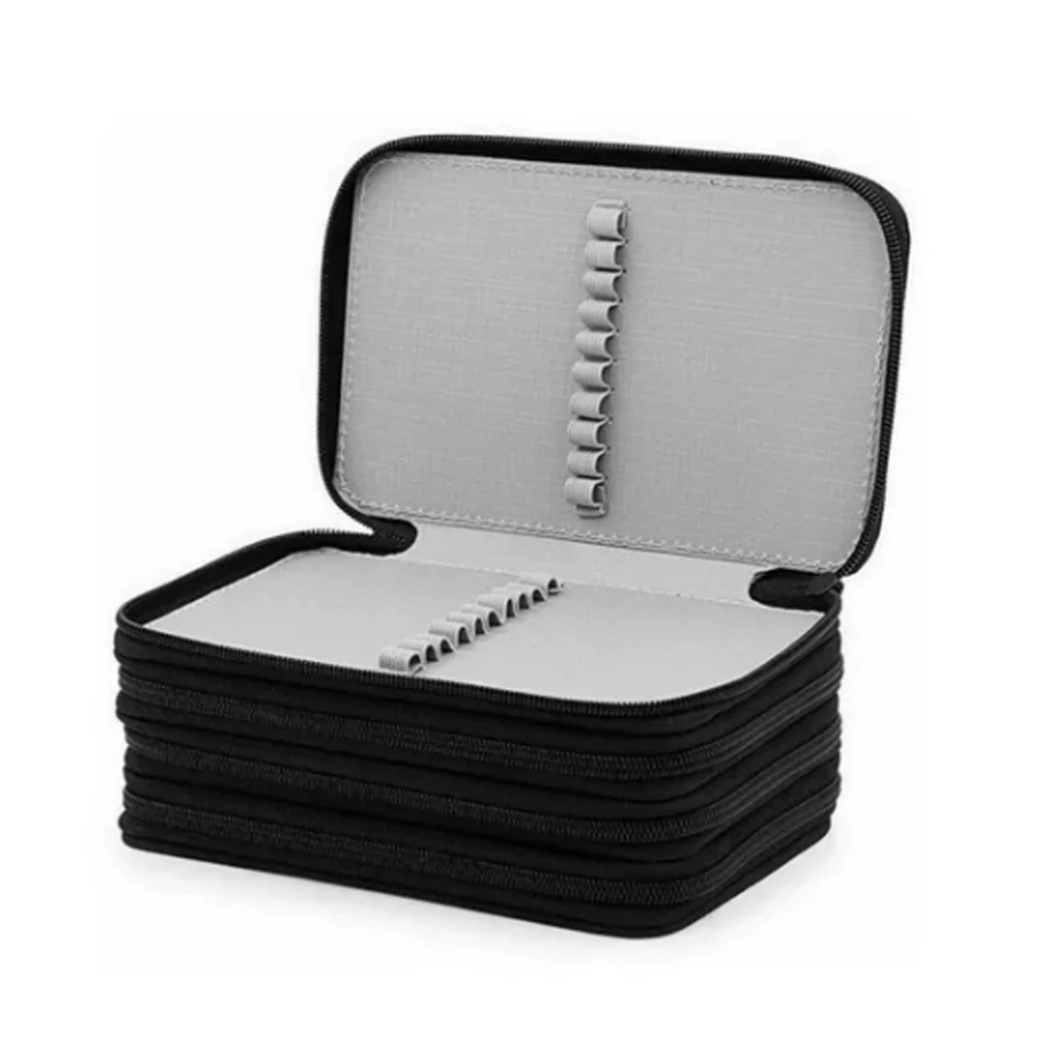 72 Slots Pencil Case 4 Layers Large Capacity Professional Oxford Cloth Colored Pencil Holder for Kids Black
