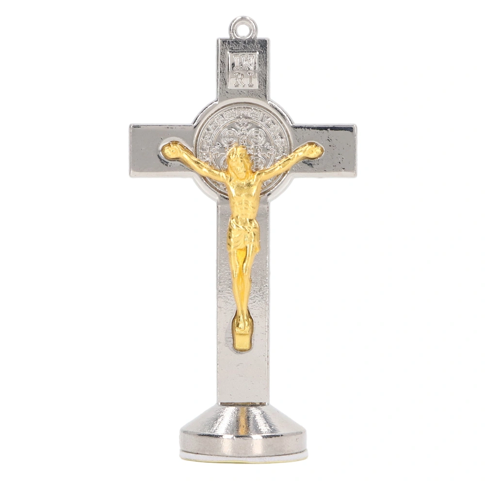 Crucifix Golden Silver Zinc Alloy Decorative Polished Gloosy Standing Crucifix for Home Decoration Office