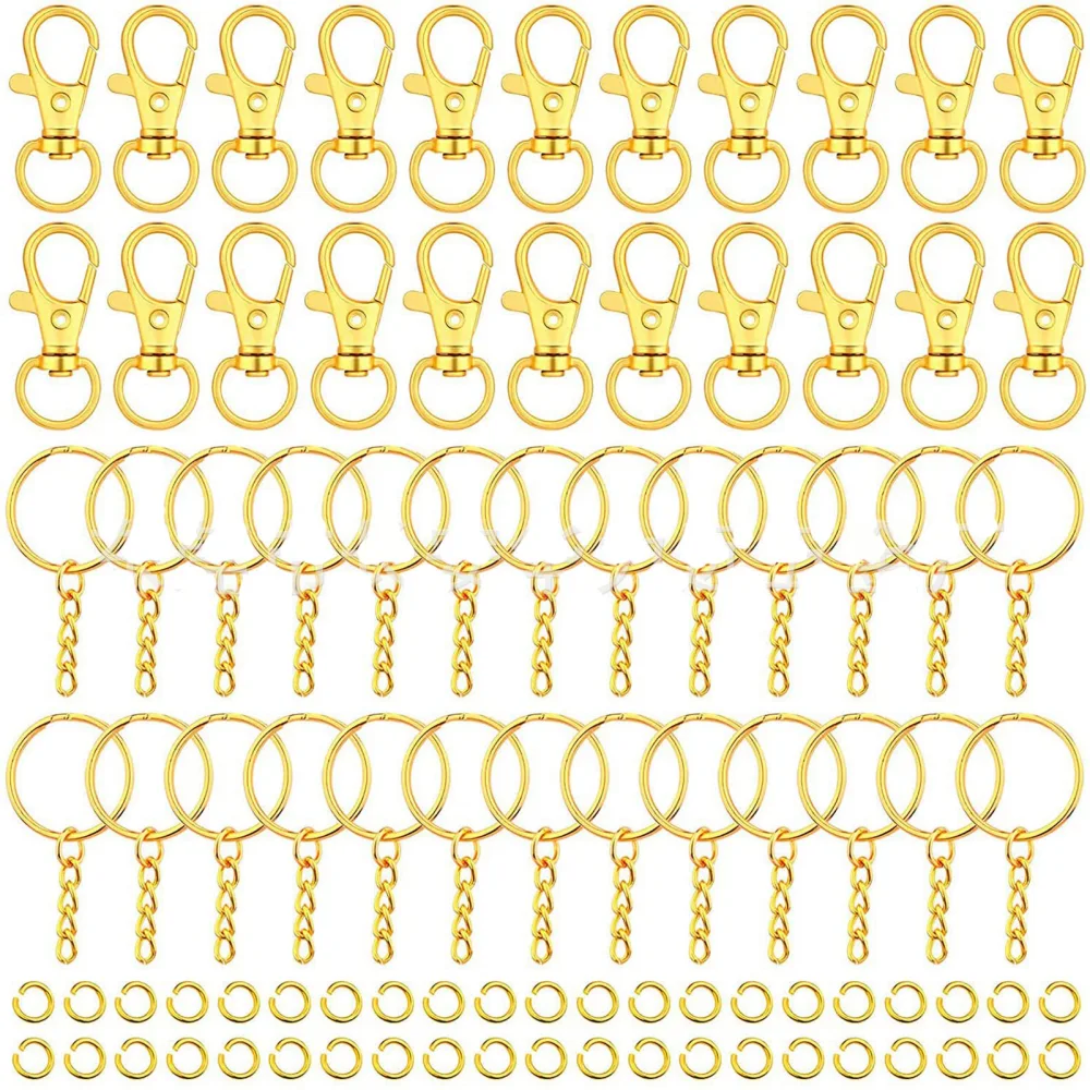 40Pcs Lobster Clasp Keyring Gold Color Strong Durable Metal Antioxidant Metal Keychain for Purse Handbag Zipper