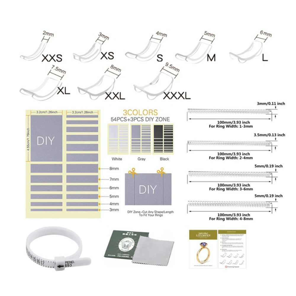 34 Piece Set Ring Size Adjuster For Loose Rings Ring Guard Spacer Resizer Set for Women Men