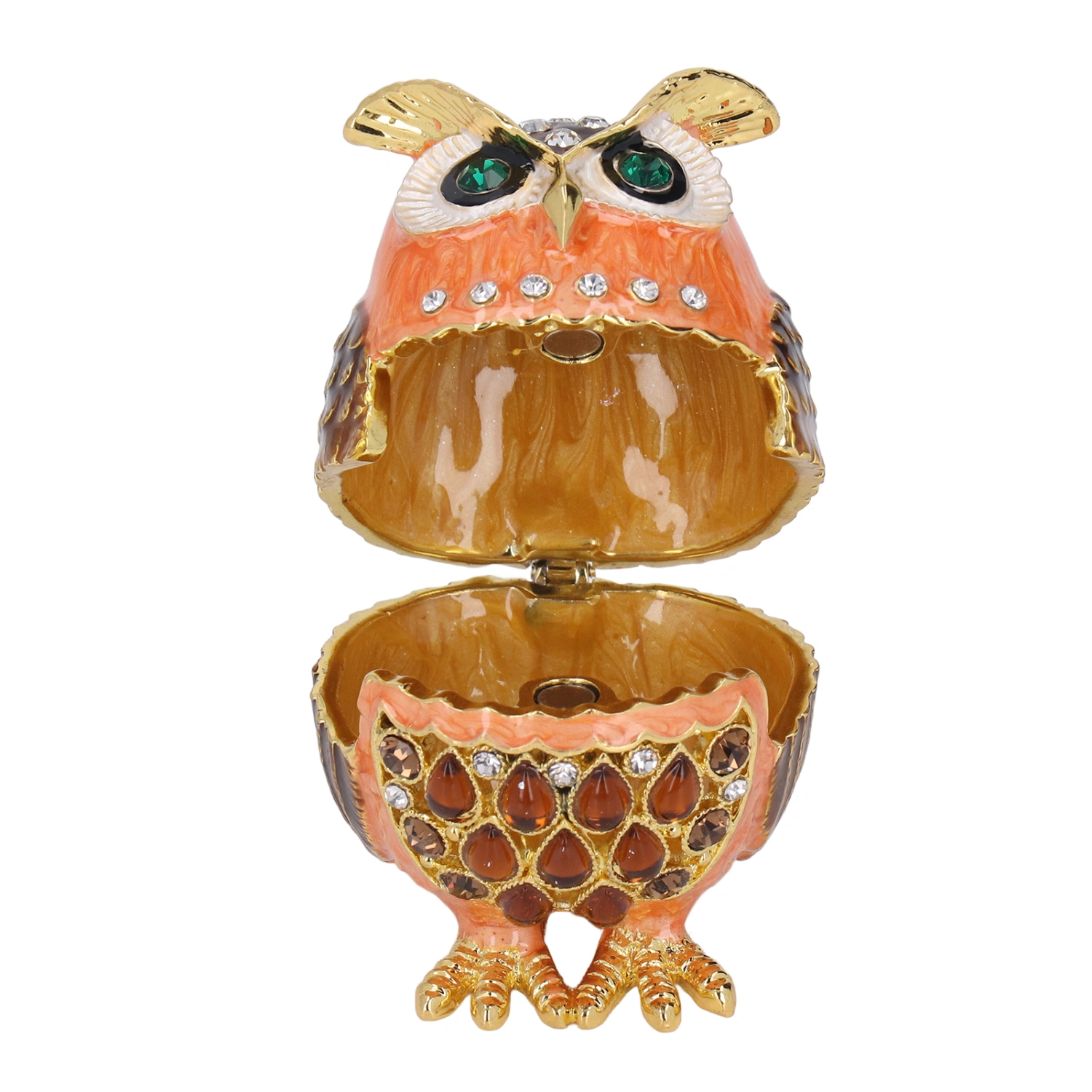 Owl Trinket Box Cute Appearance Brown Metal Jewelry Box for Dressing Table Bookcase Cabinet Office Desk Decor