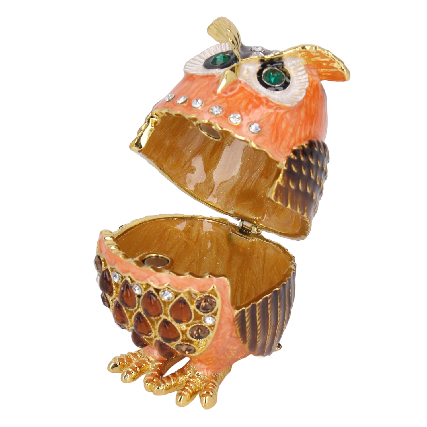 Owl Trinket Box Cute Appearance Brown Metal Jewelry Box for Dressing Table Bookcase Cabinet Office Desk Decor
