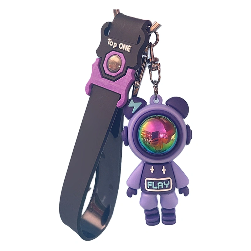 Keychain Compact Cute Cartoon Bear Keychain Keyring Pendant Decoration Car Schoolbag Charm Purple