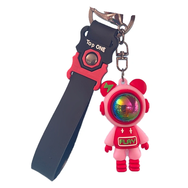 Keychain Compact Cute Cartoon Bear Keychain Keyring Pendant Decoration Car Schoolbag Charm Pink