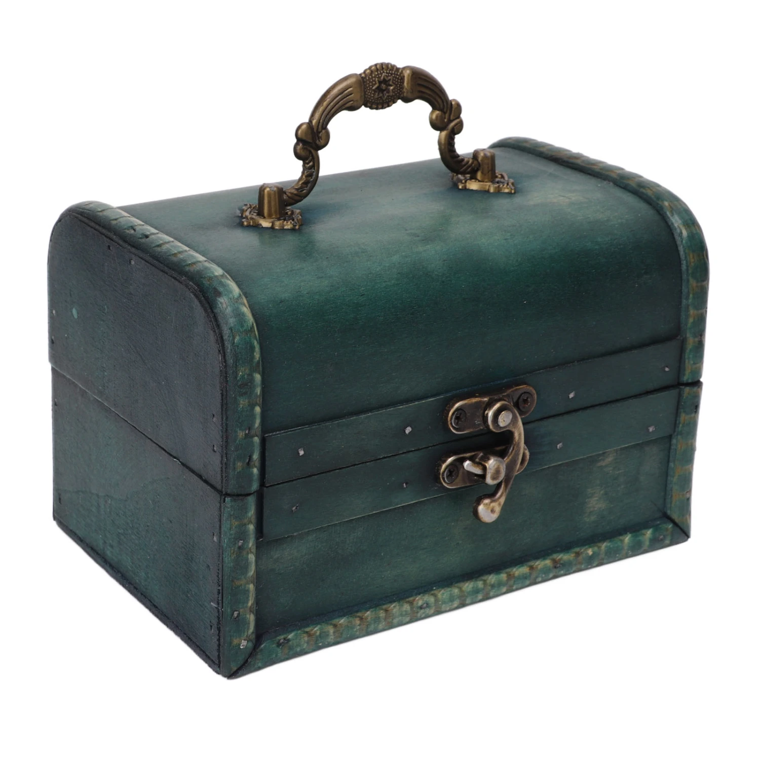 Jewelry Box Retro Style Green Compact Design Composite Wood Resin Portable Practical Jewelry Storage Case