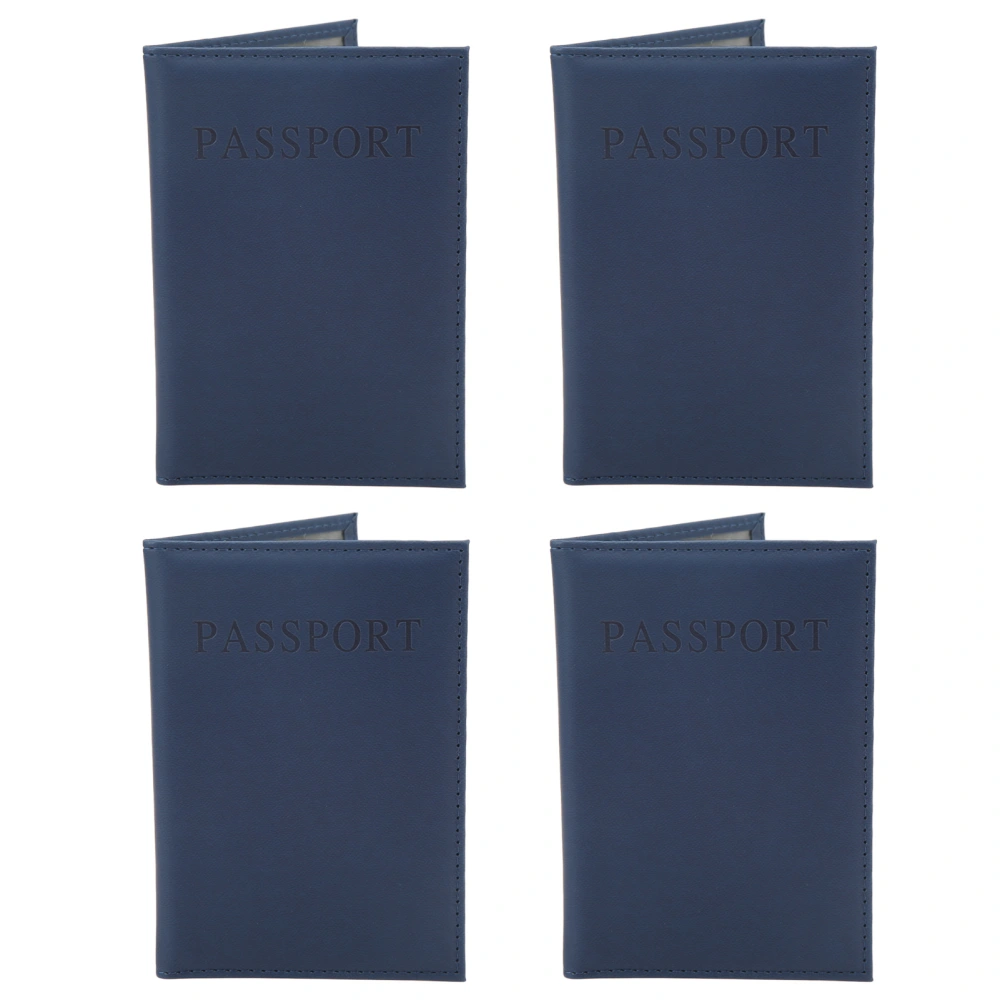 4 Pcs Passport Holder Soft Waterproof PU Leather Travel Passport Holder Cover Wallet for Men Women Dark Blue